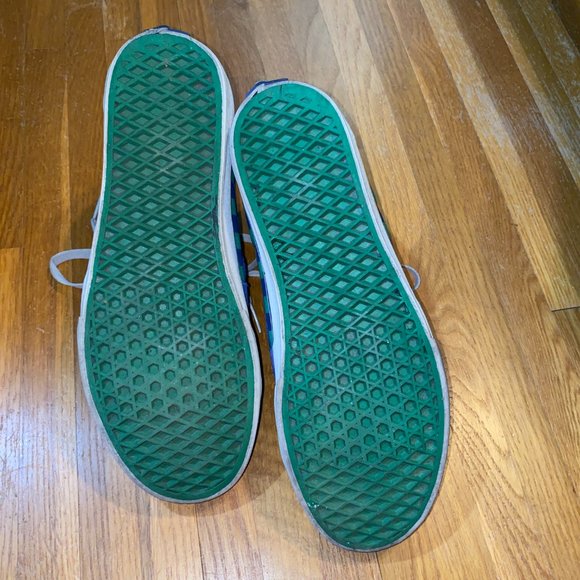 Vans Sk8 Hi Top Blue and Green Checkerboard Pattern Shoe - Picture 10 of 10